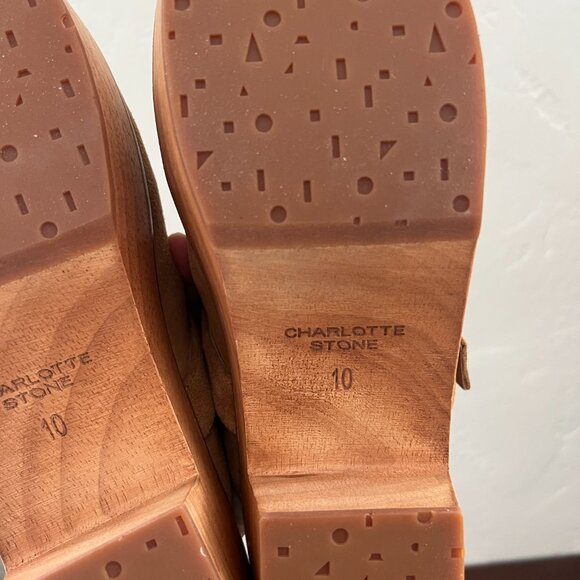 NEW Charlotte Stone Sam Clogs in Bamboo tan brown suede platform clogs buckle 10 - Picture 11 of 12